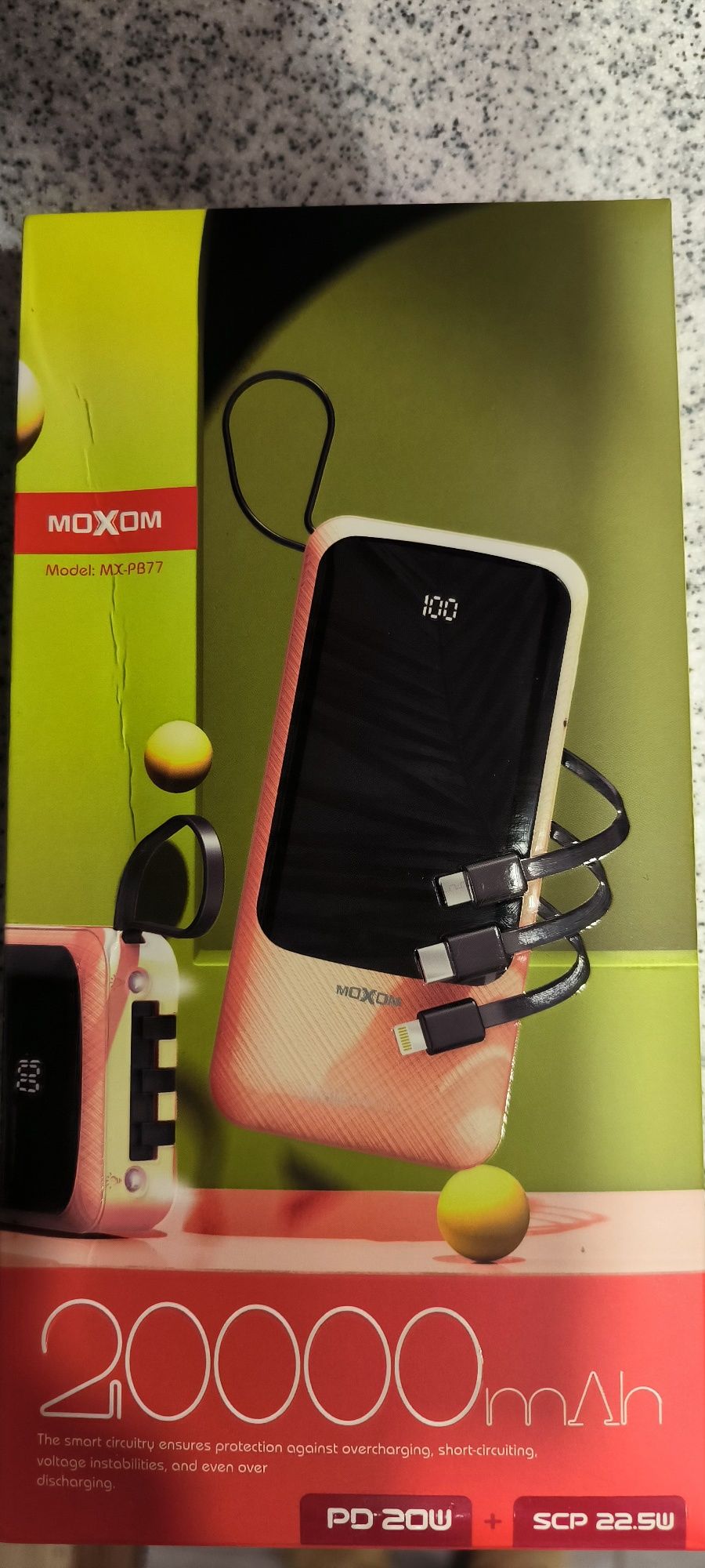 Power Bank Moxom, 20000 mAm. Новый.