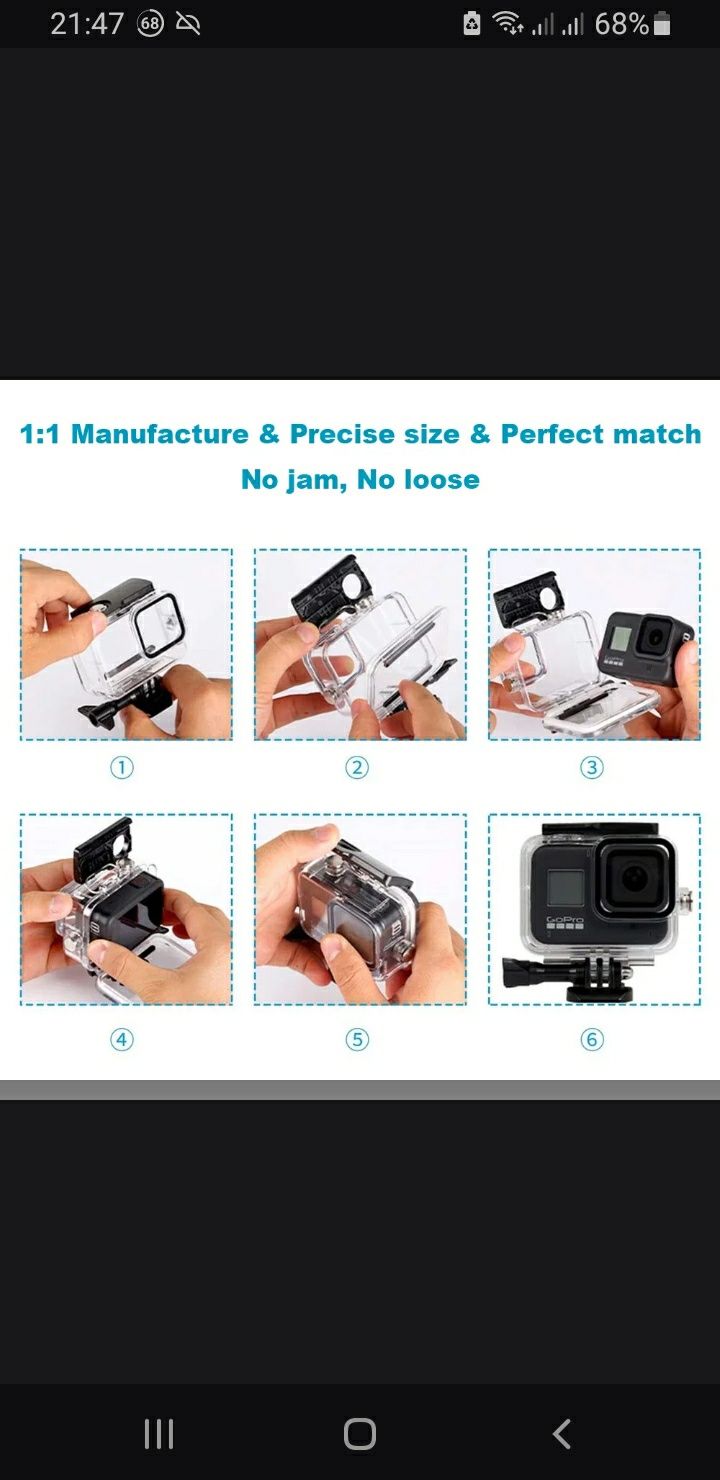 GoPro Hero 12 /11 /10/ 9 черный водонепроницаемый чехол для дайвинга