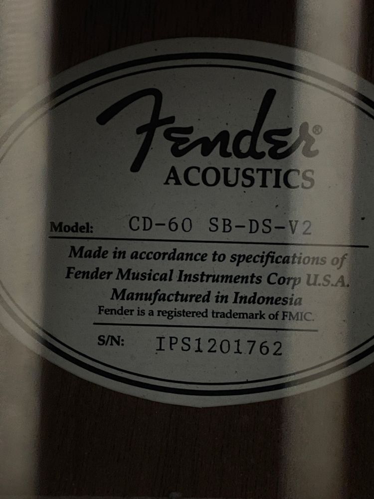 Гитара акустическая fender cd-60 sv-ds-v2 фендер