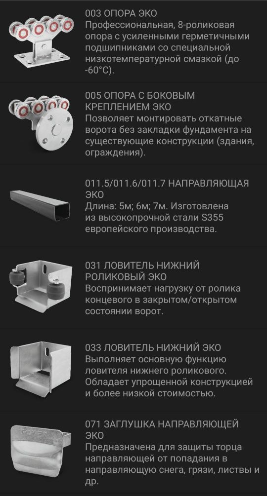Комплектующие откатных ворот, Каспи ред, кредит. Ворота