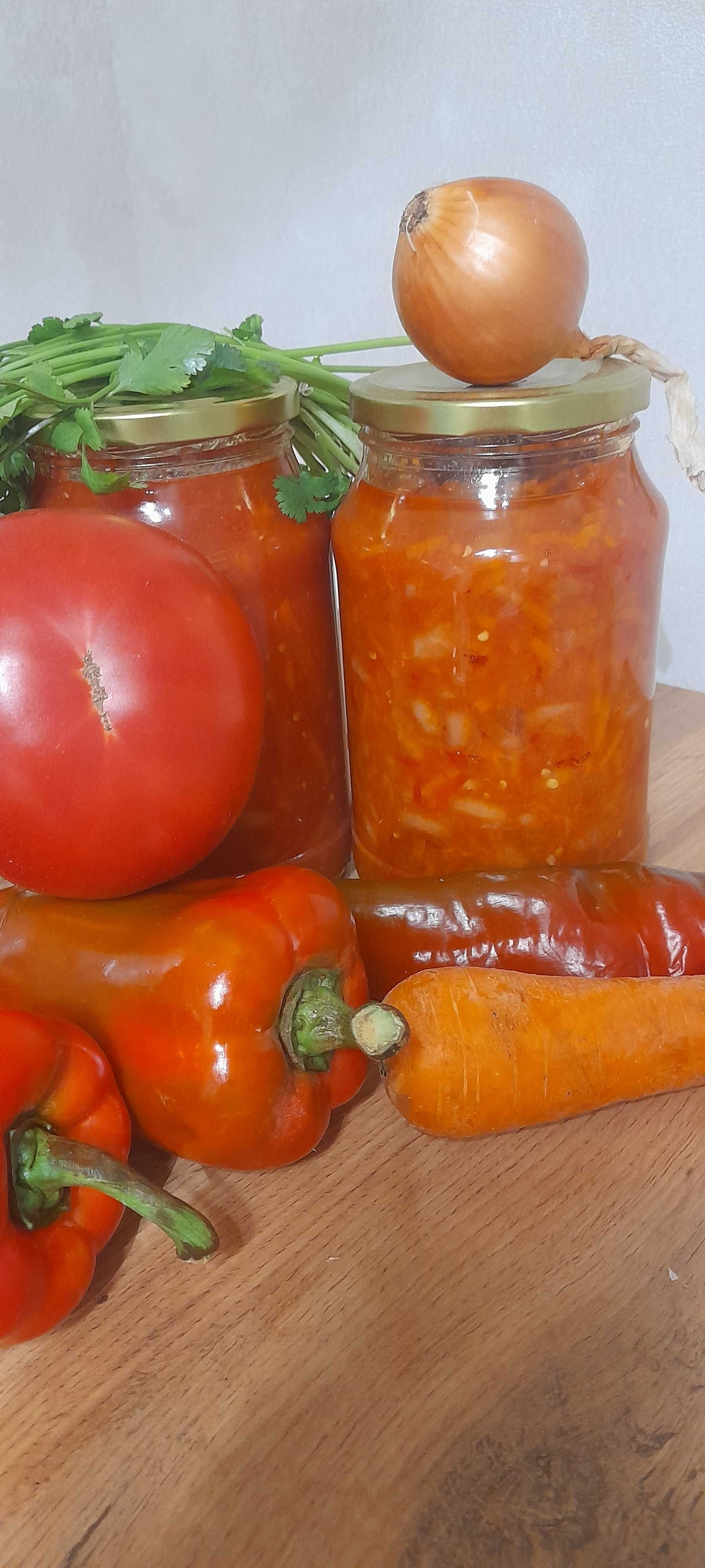 Соления,домашние огурчики,салаты только со спелых овощей,компоты.