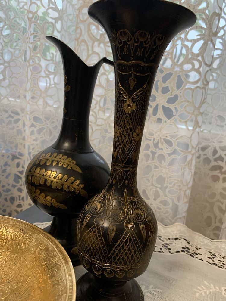 Подставка из алюминия , индийские вазы ,тарелка