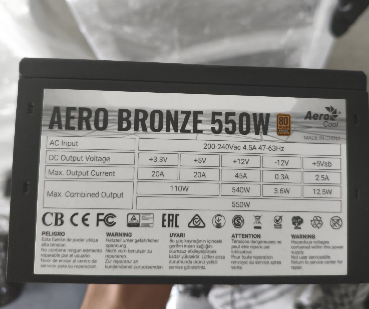 Блок питания Aero cool bronze 550w
