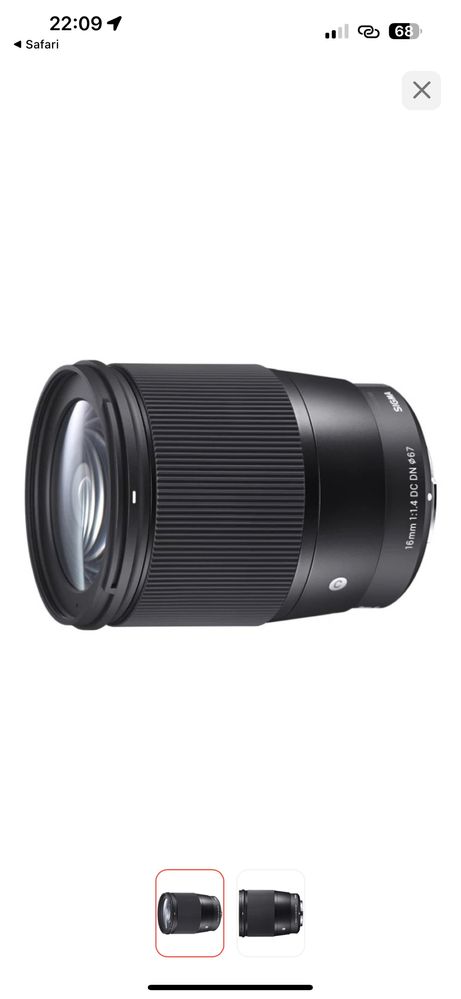 Sigma 16mm f 1.4 обьектив почти новый
