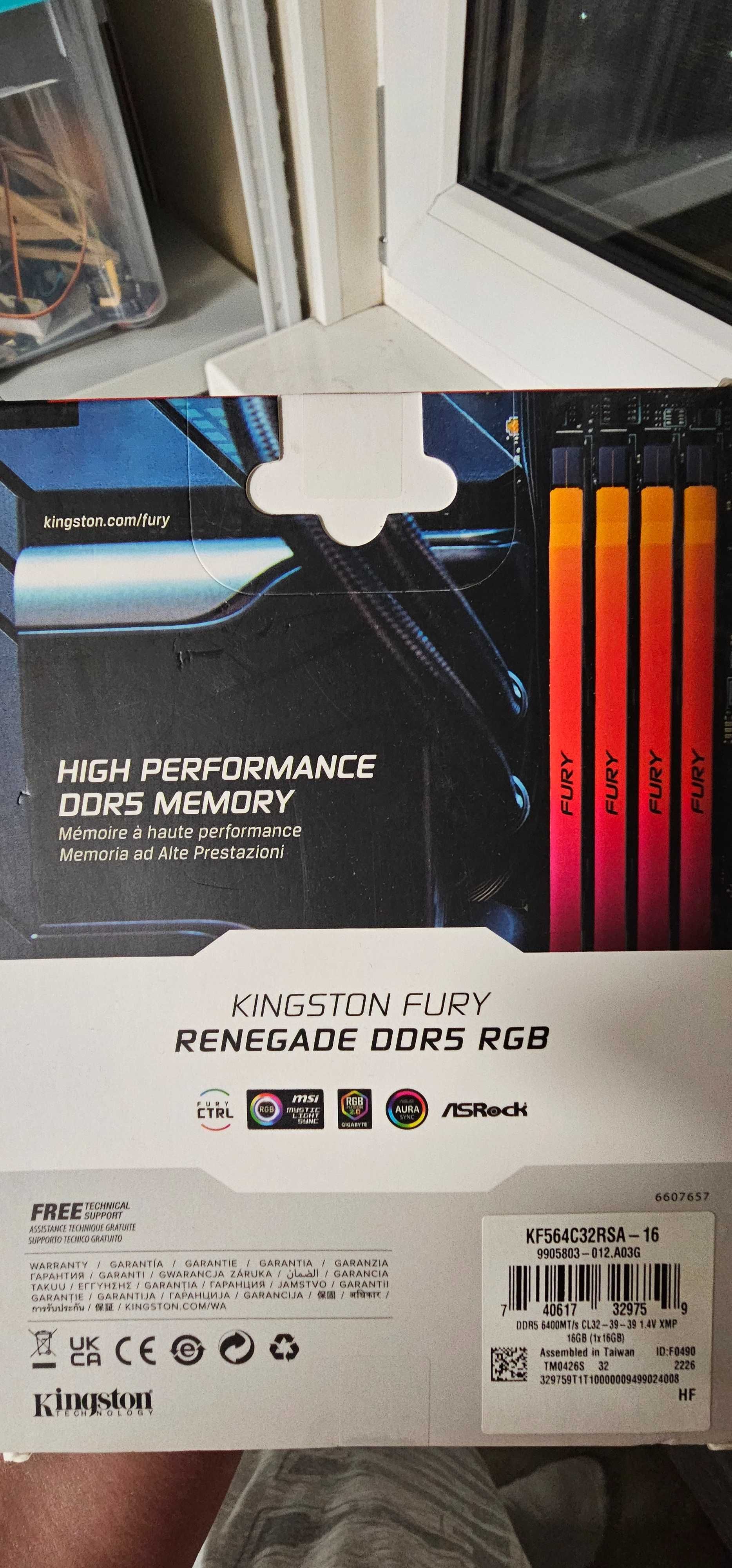 Оперативная память Kingston Fury DDR-5 DIMM 16 GB 6400MHz Renegade RGB