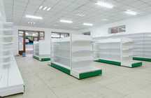 Металлические стеллажи недорогие для магазина, аптеки alts