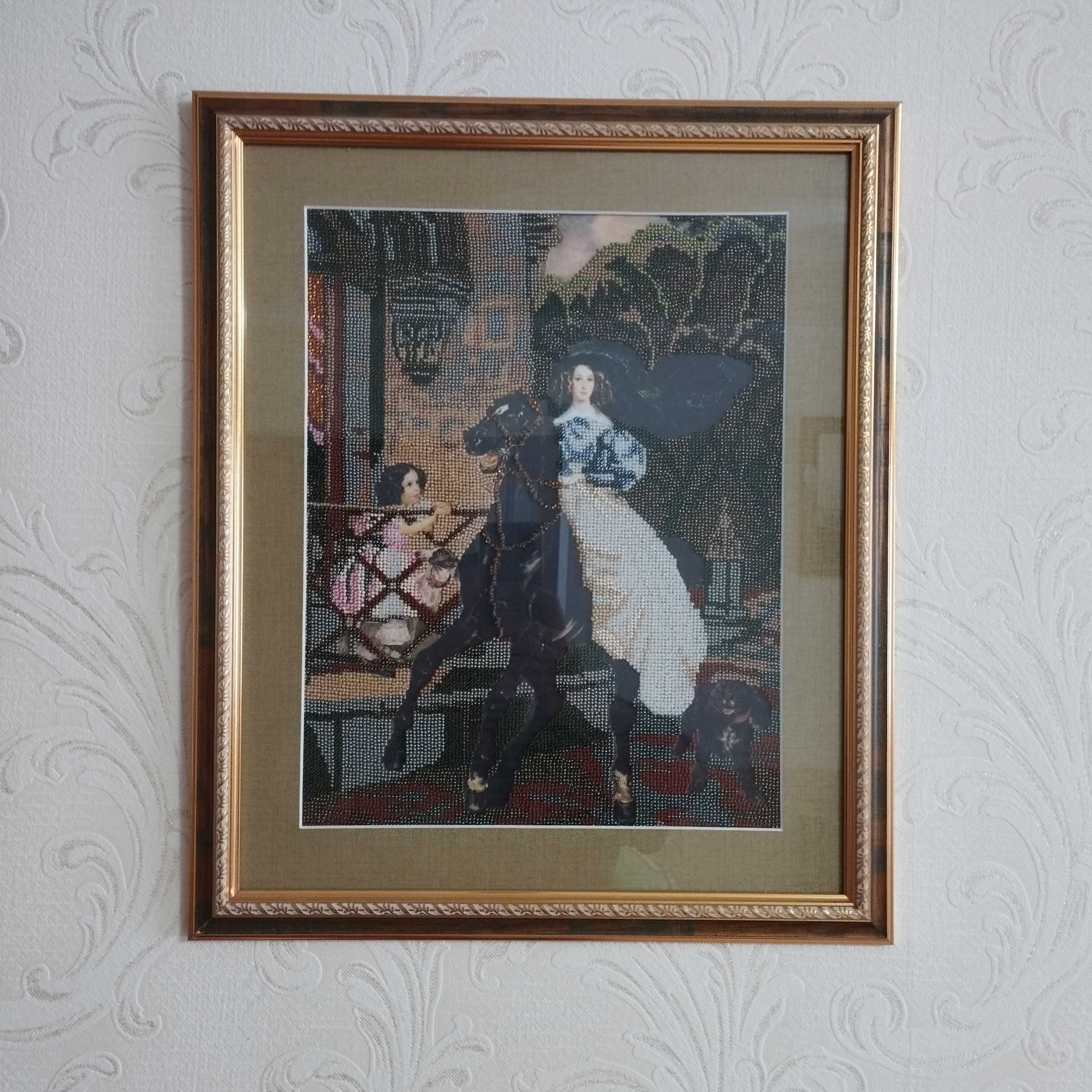 Картина "Всадница" (вышивка бисером)