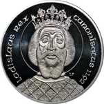 Серебряная монета 500 форинтов Канонизация короля Ладислава I. Футляр.