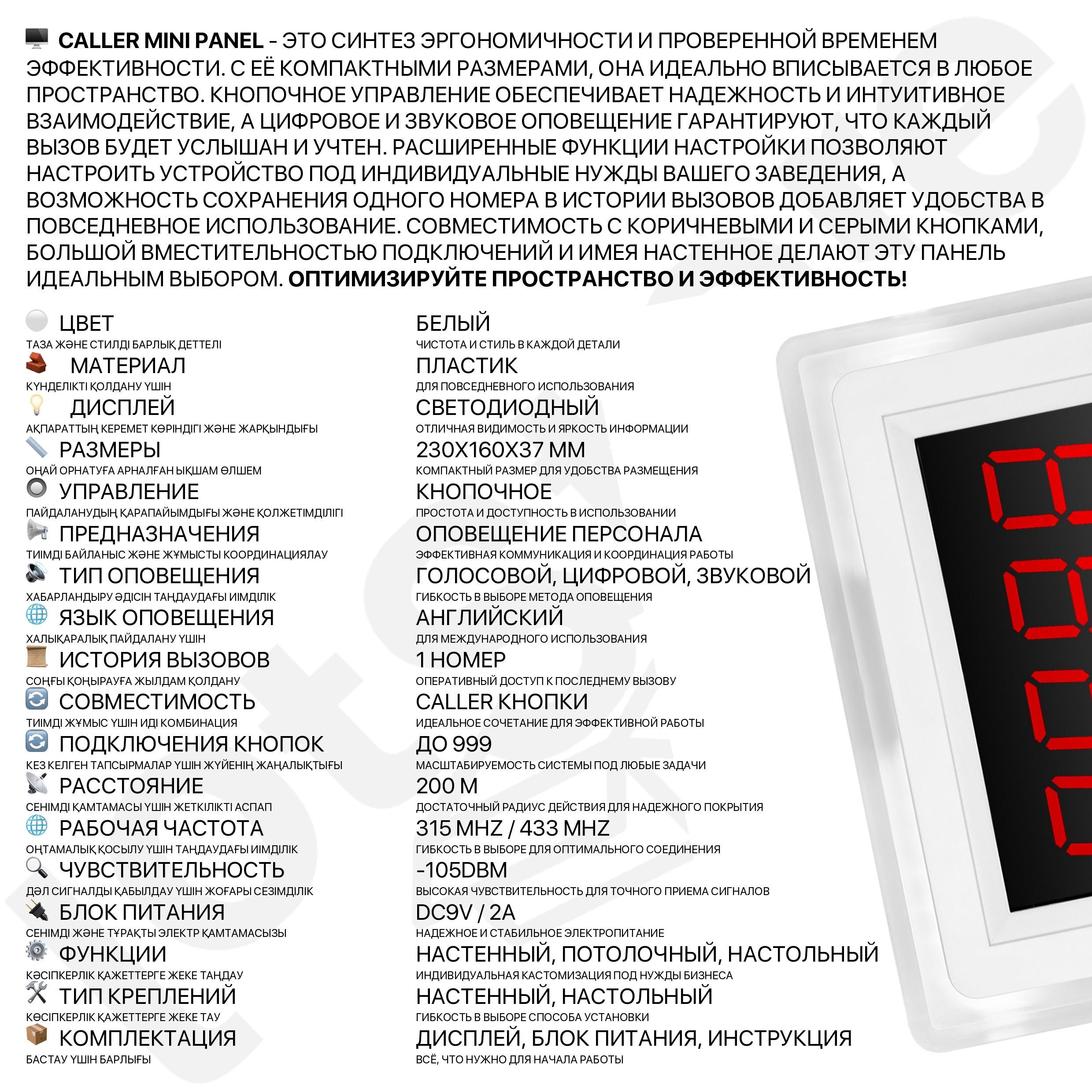 Кнопки часы панель табло вызова персонала официанта кафе с установкой