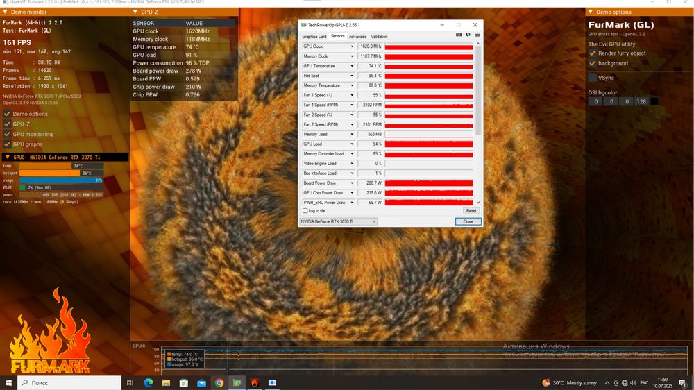 Видеокарта RTX 3070Ti 8Gb
