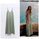 Платье Zara новое зара длинное зеленое женское