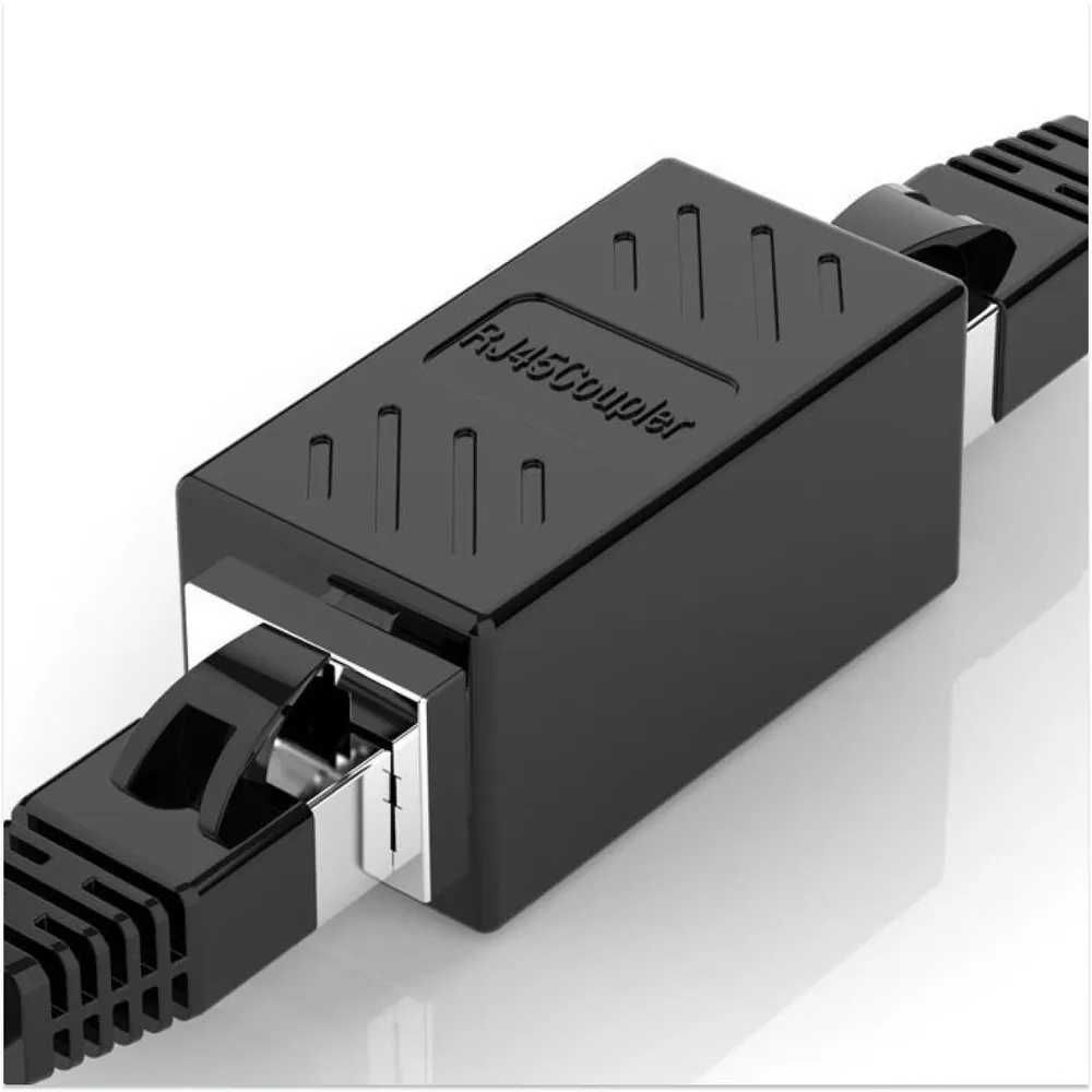 Соединитель для интернет кабеля RJ45  адаптер переходник (Черный)