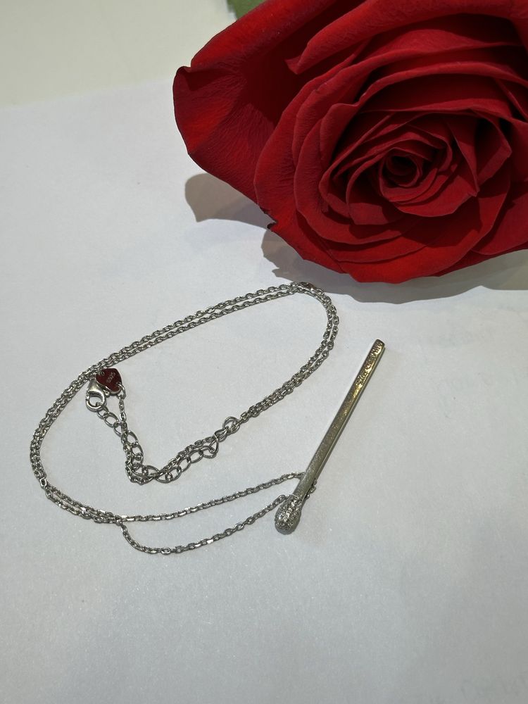 Серебряная цепочка с кулоном в виде спички - 925 проба