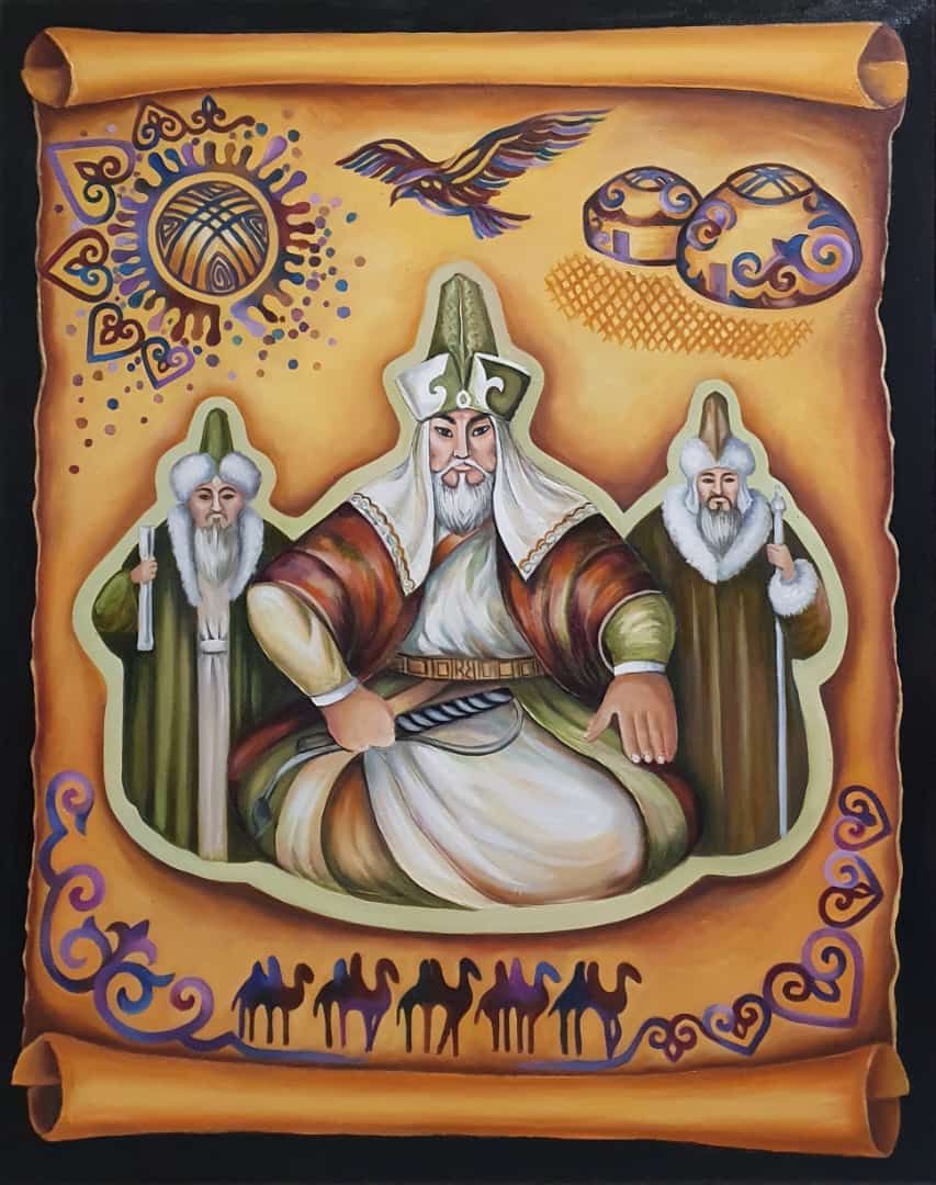 Картина "Хан"Олицетворение 3х жузов. Старший, средний и младший.
