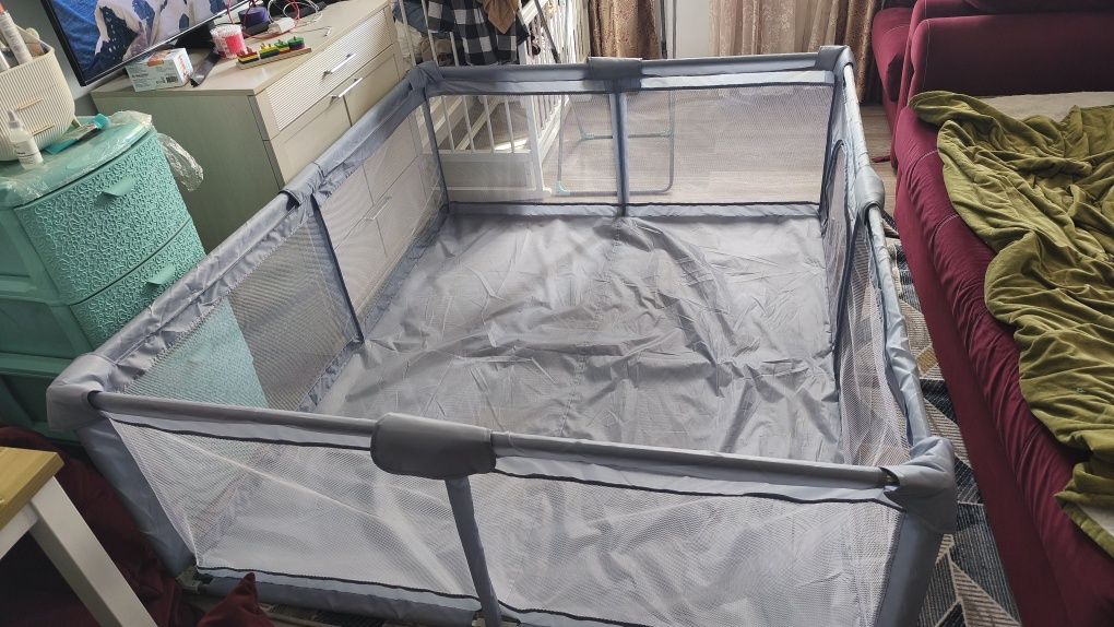 Игровой манеж IMBABY 180x150x66 см, серый