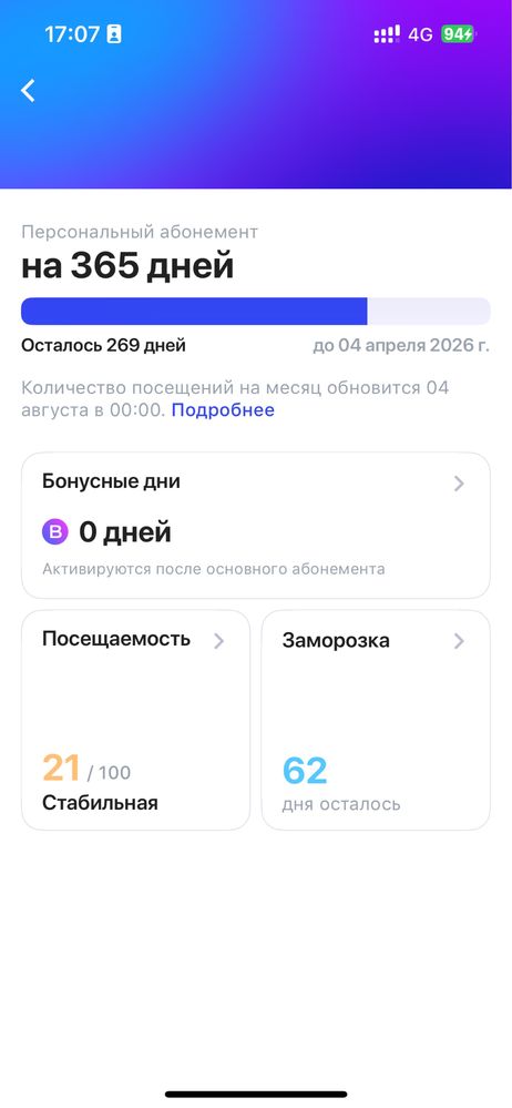 Абономенет 1fit на 269дней