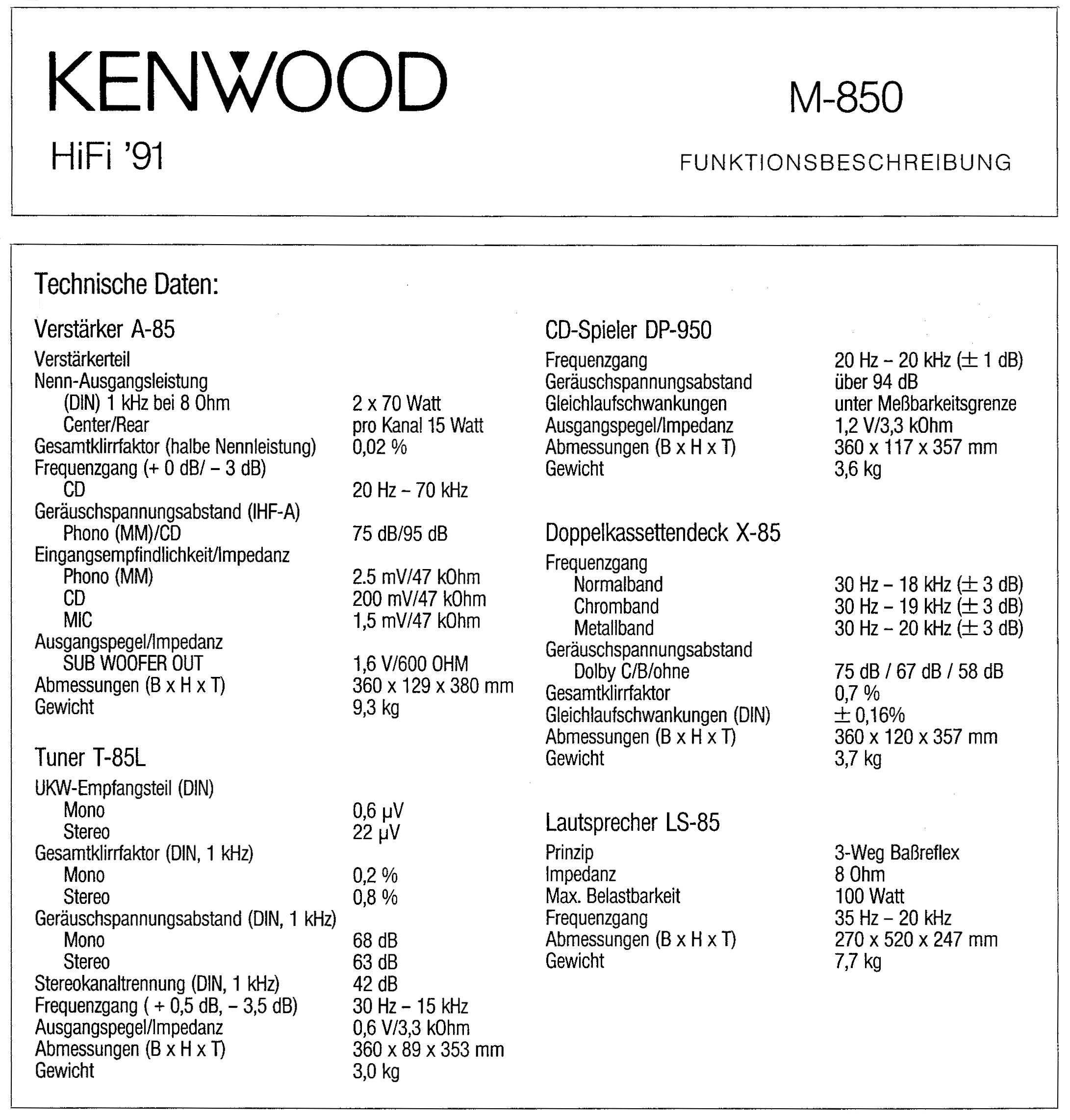 Kenwood M850 музыкальный центр