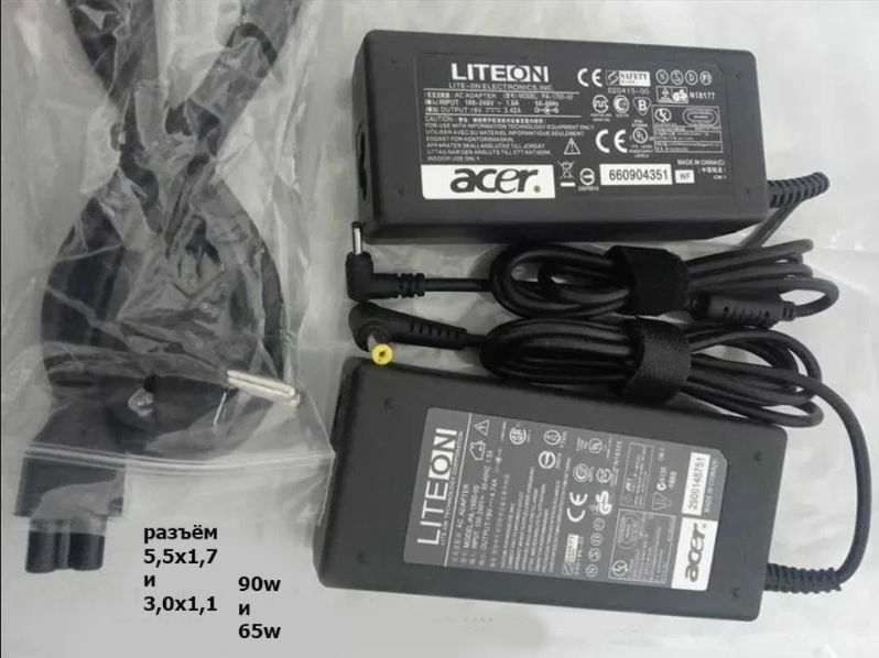 на Acer с узким разъёмом - зарядка ноутбука блок питания