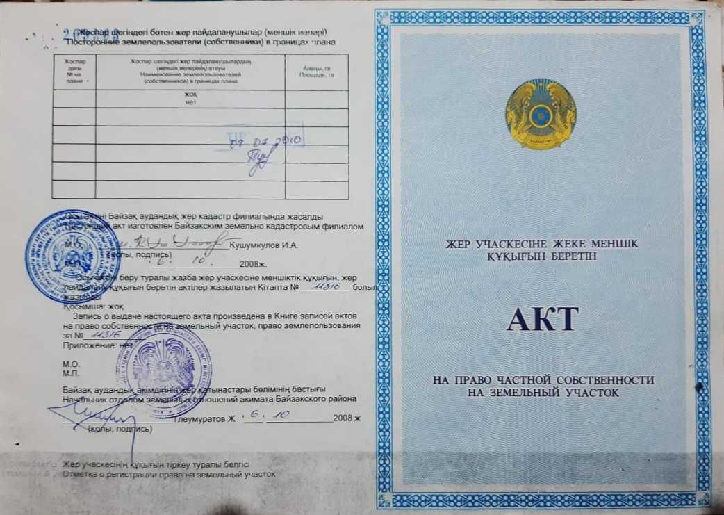 Жер телімі (участок), басталған үйімен