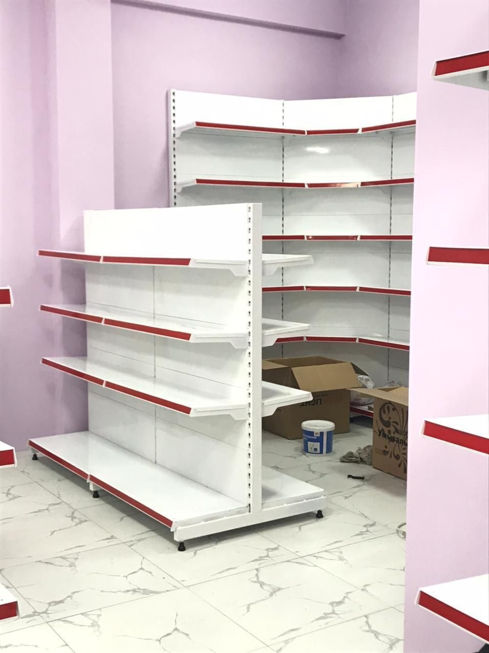 Стеллажи полки овощные хлебные кассовые боксы