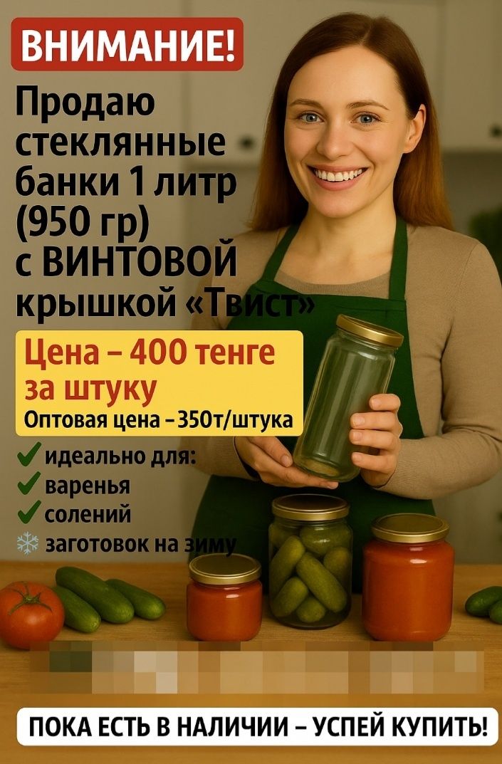 Продам  банки 1 литр с винтовой крышкой Твист