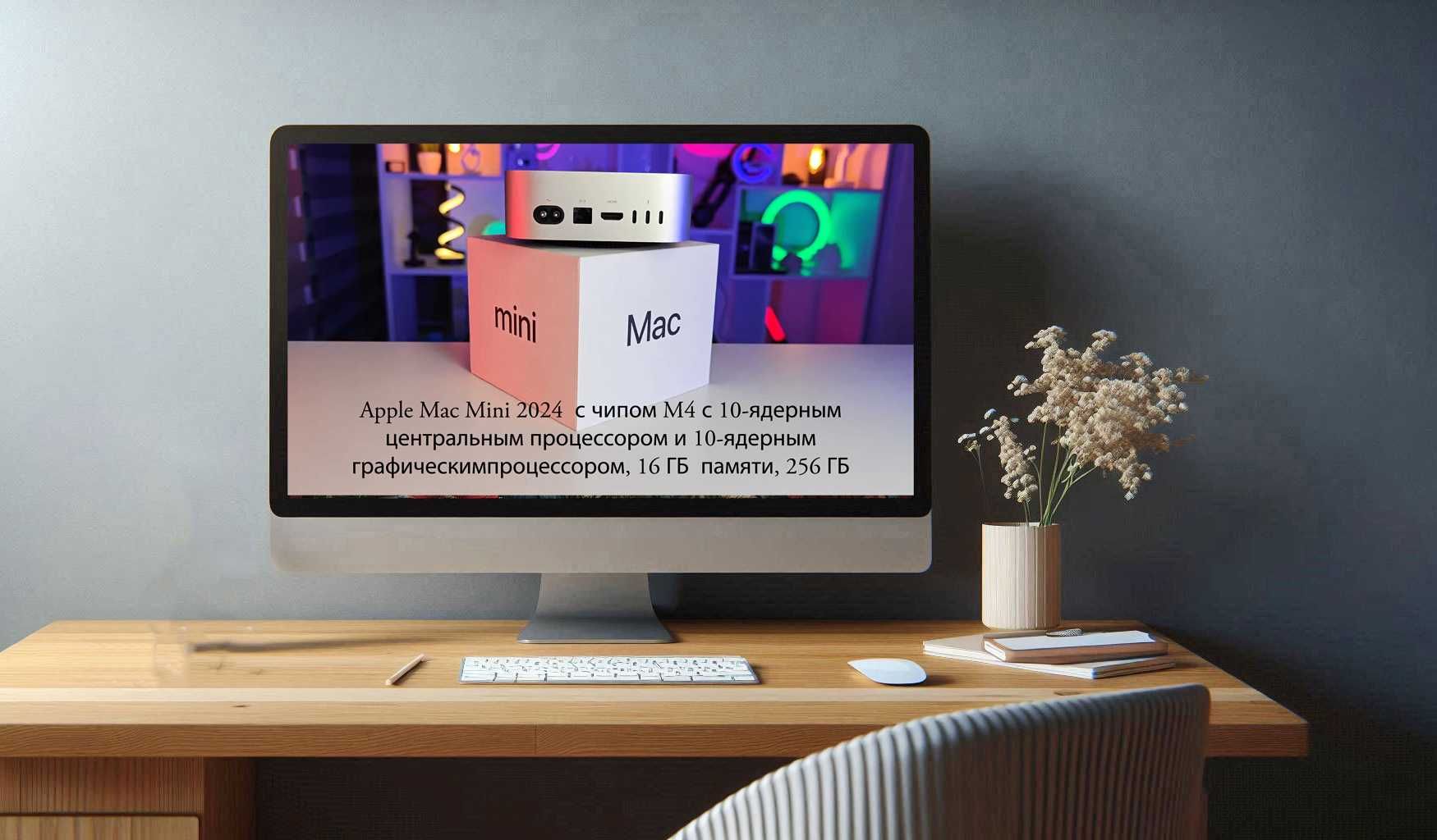Настольный компьютер Apple Mac Mini 2024 г. с чипом M4 с 10-ядерным