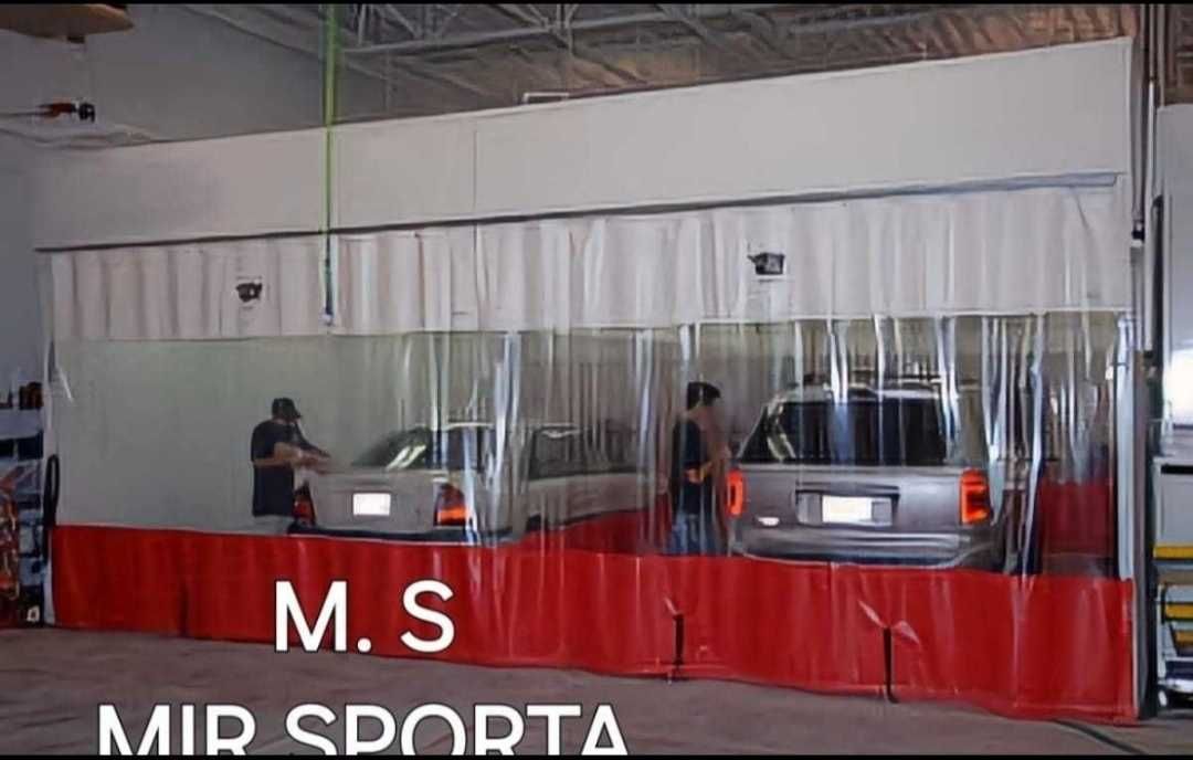 Шторы для автомоек , перегородки из тента и зон отдыха и спорт