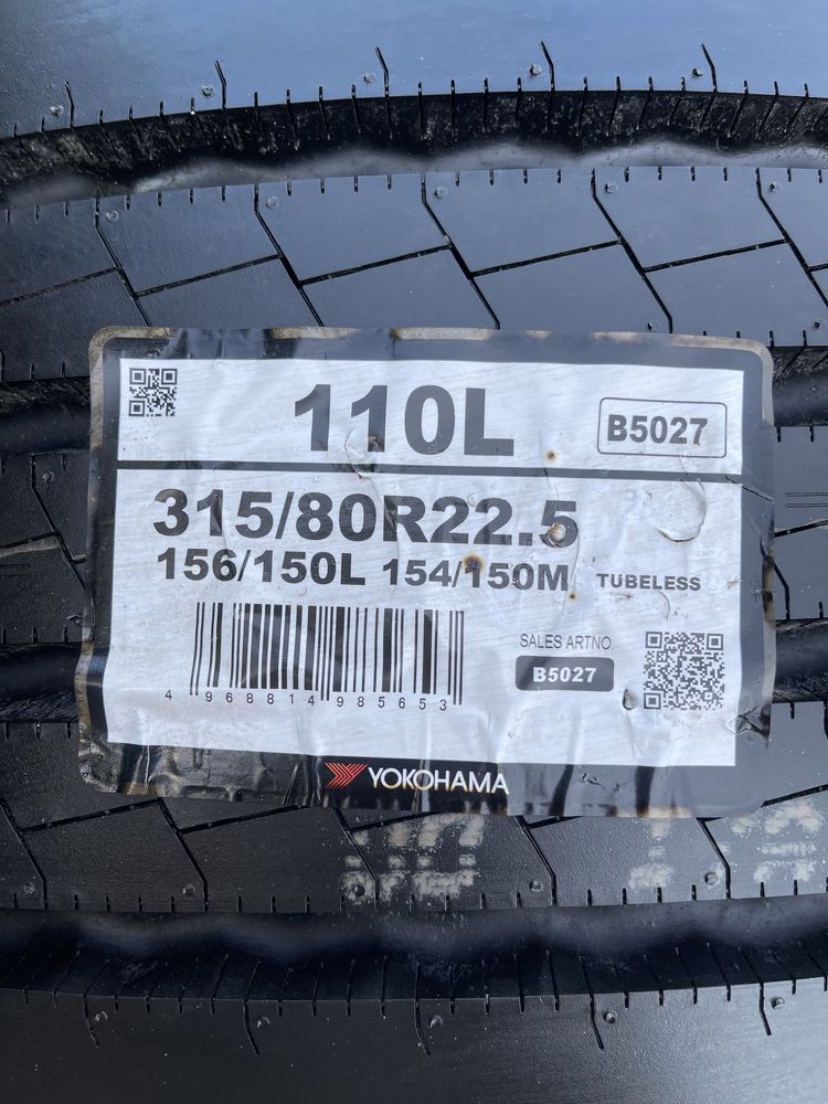 Грузовые шины YOKOHAMA 315/80 R22.5 110L (рулевая ось)