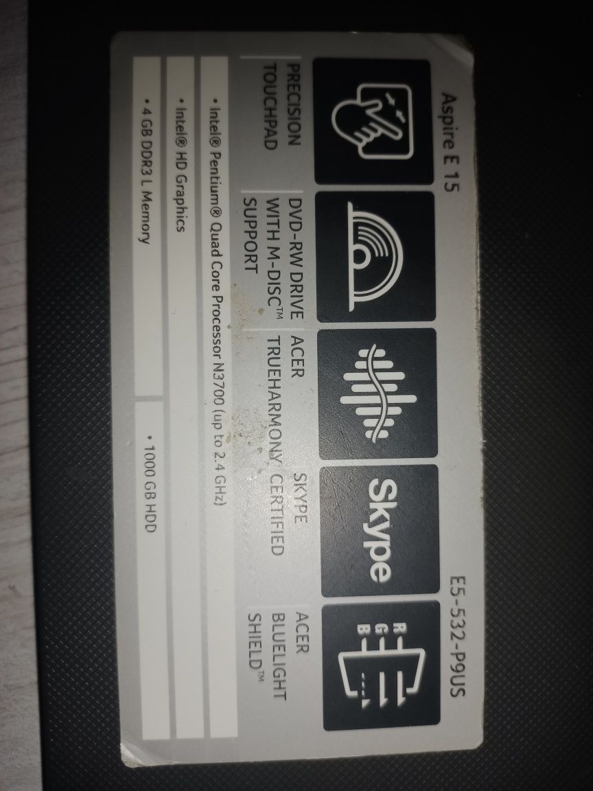 Acer Aspire E15 продается ноутбук в рабочем состоянии полностью