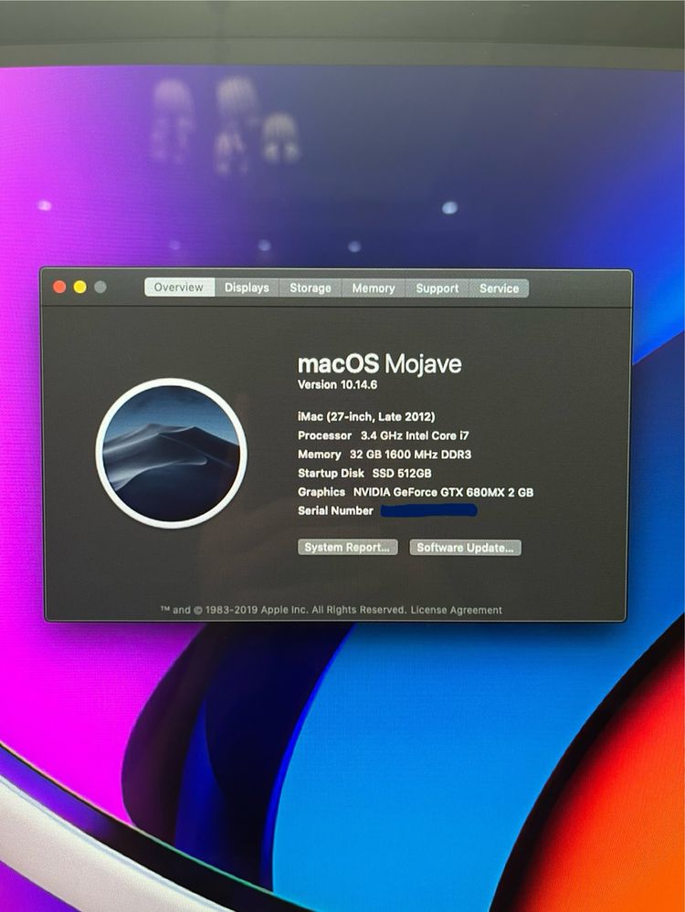 IMac late 2012 27” ssd512gb