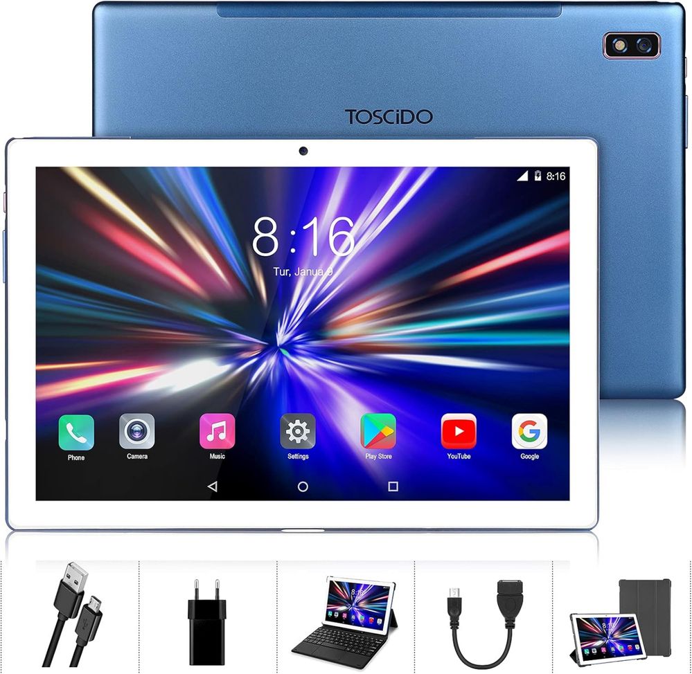 Планшет 10 дюймов TOSCiDO T50, Android 10, вкладка с играми, FHD