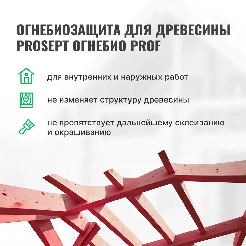 Пропитка огнебиозащита для древесины II гр. 10 литров PROSEPT красная