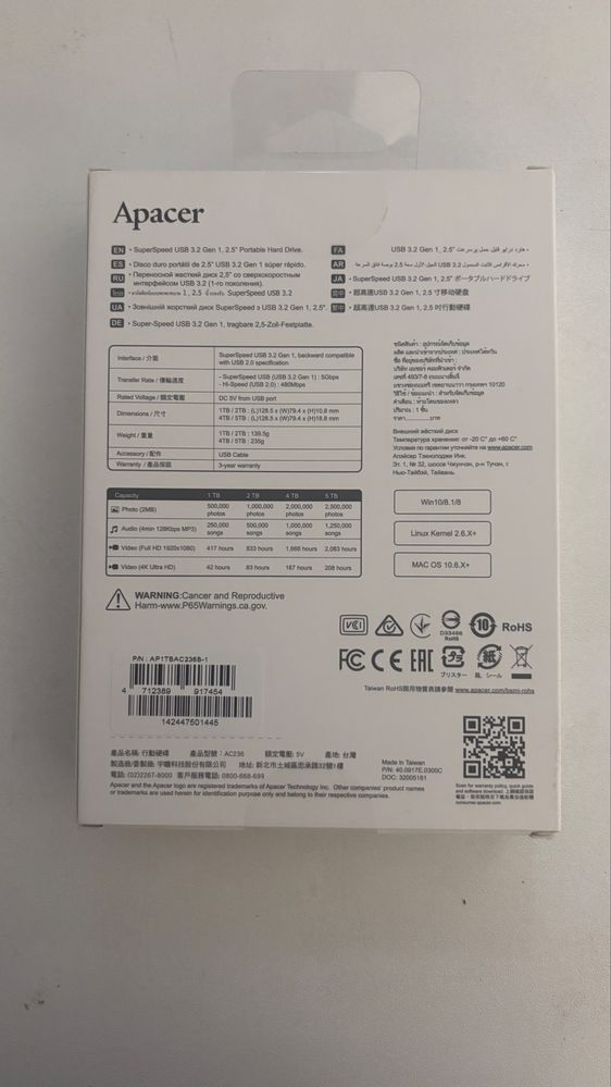 Apacer 1 TB внешний накопитель