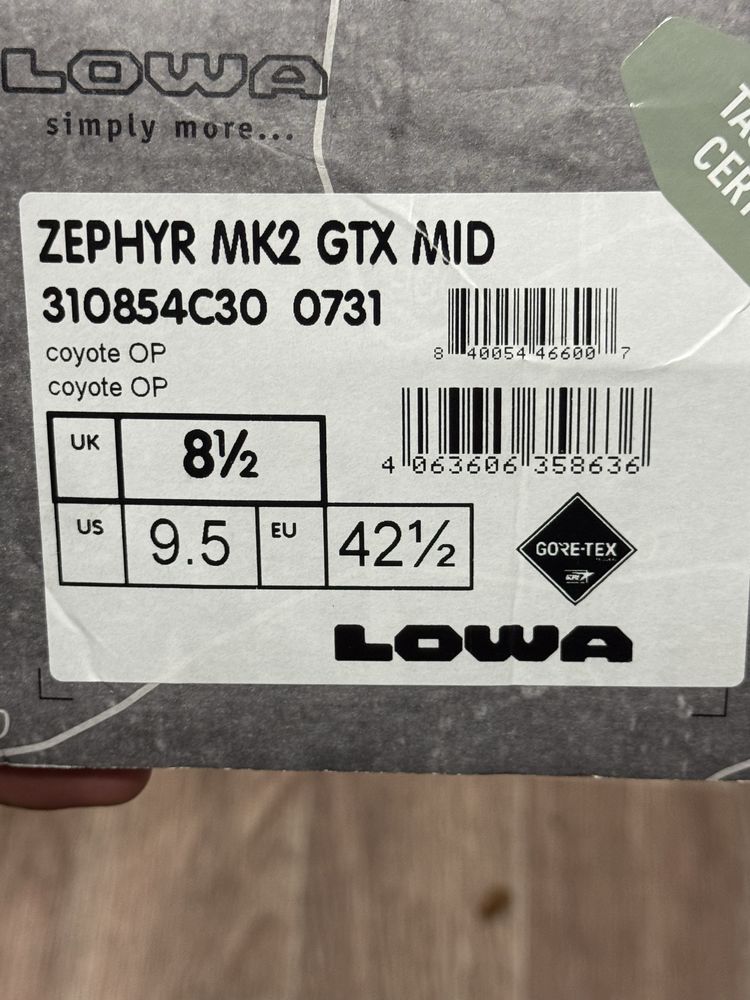 Продам Орегинал LOWA zephyr mk2 gtx mid