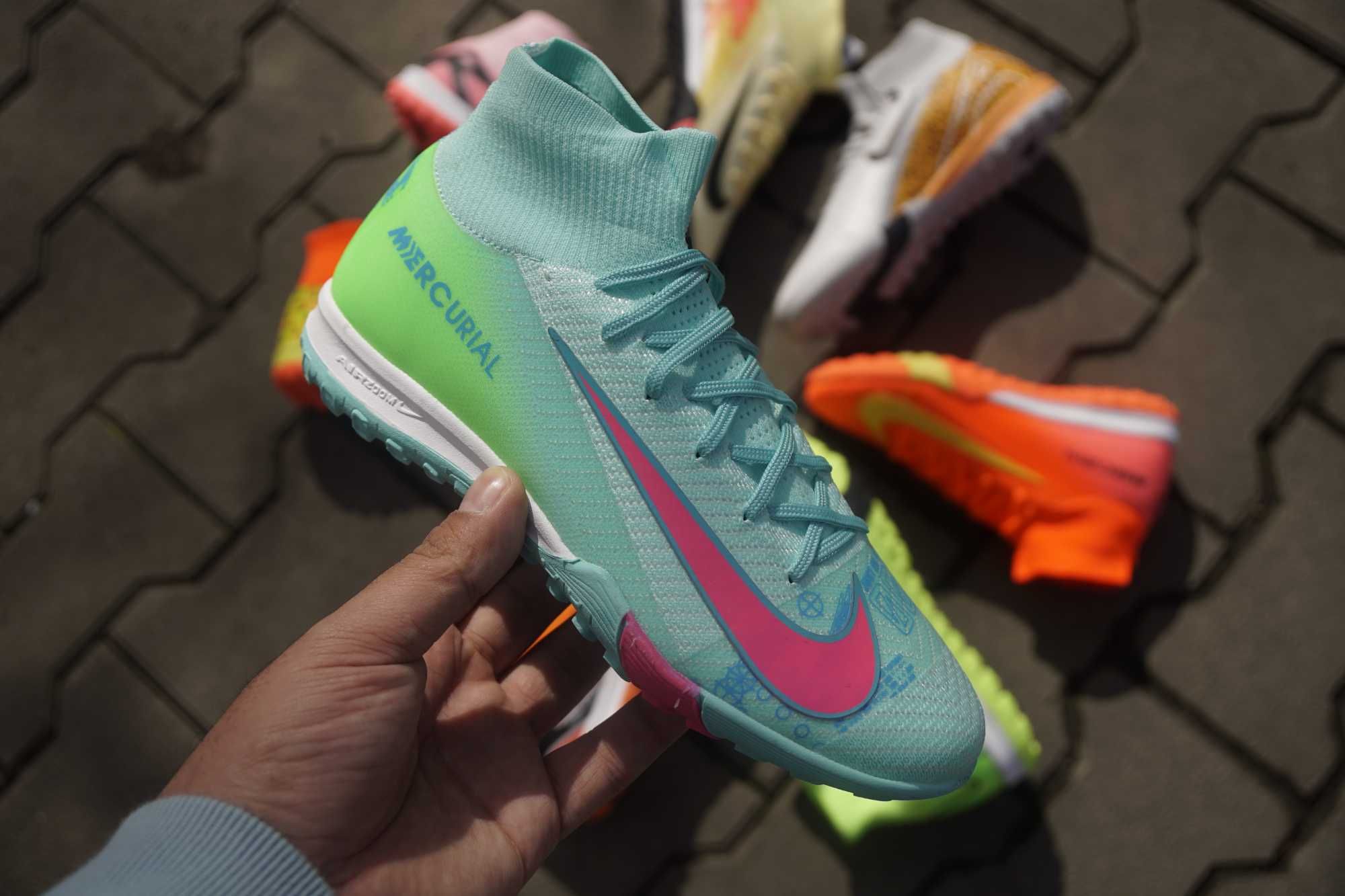 Детские футбольные бутсы сороконожки Nike Mercurial Air zoom