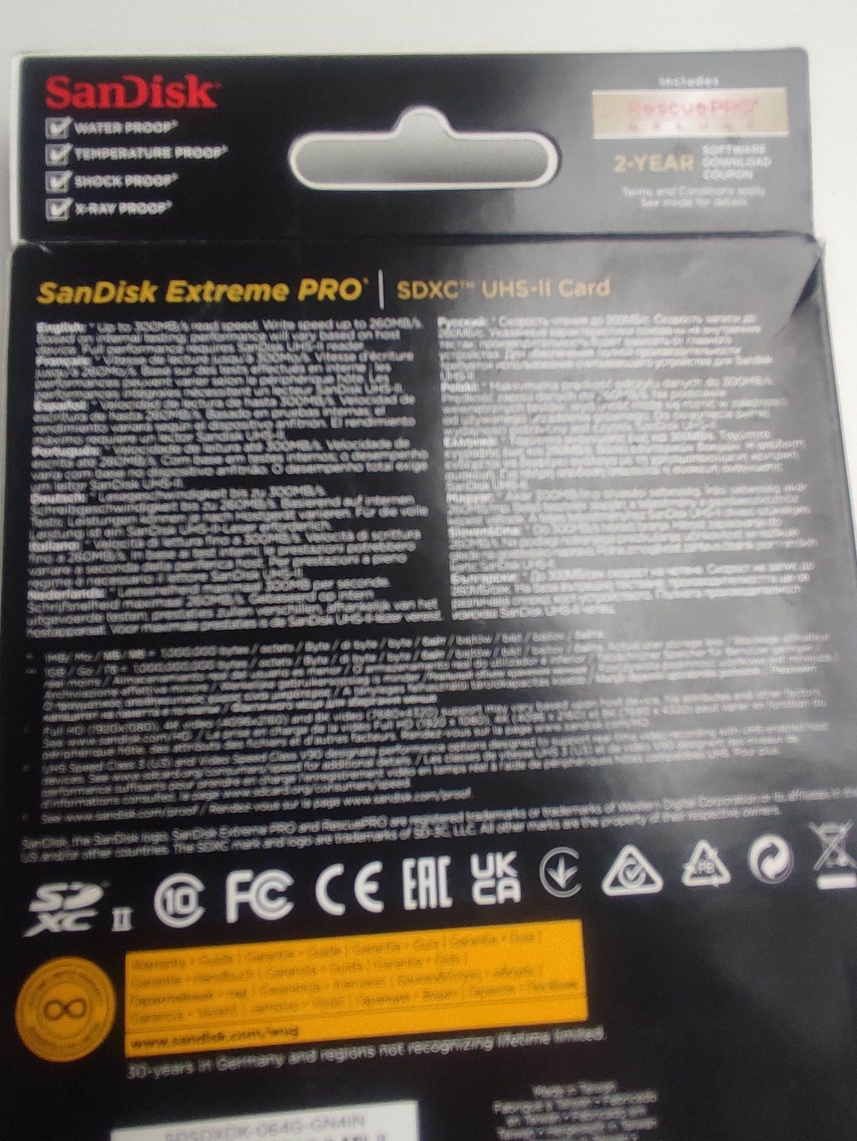 Карта памяти SanDisk Extreame PRO, 64G, 300 Mb/s,
XC2, V90. 
Оригинал