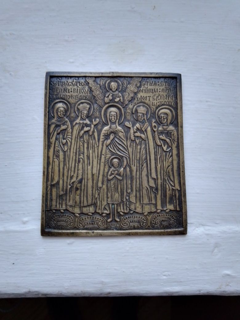 Икона бронзовая,старинная
