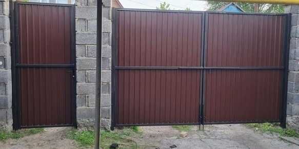Распашные ворота из профлиста (откатные). Установка. Рассрочка.