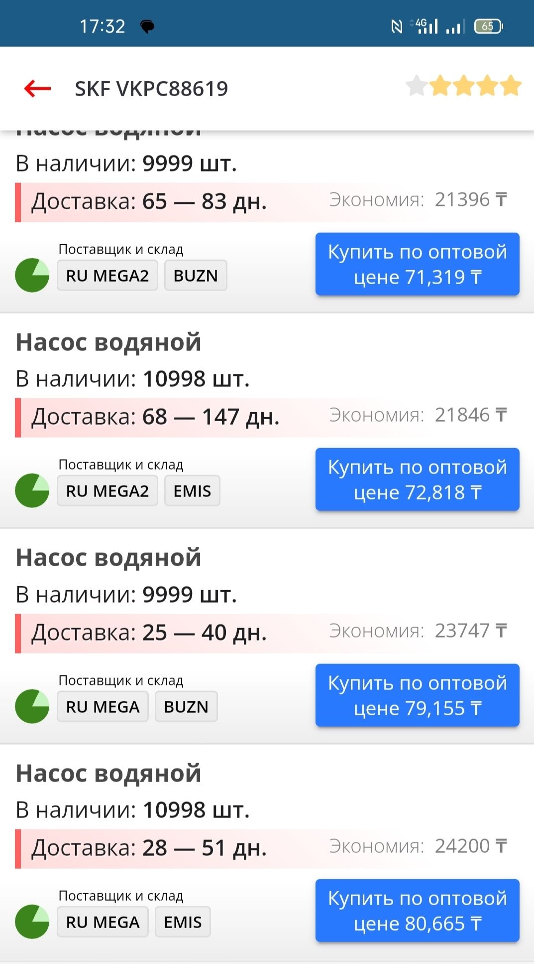 Водяной насос фирмы SKF VKPC 88619
