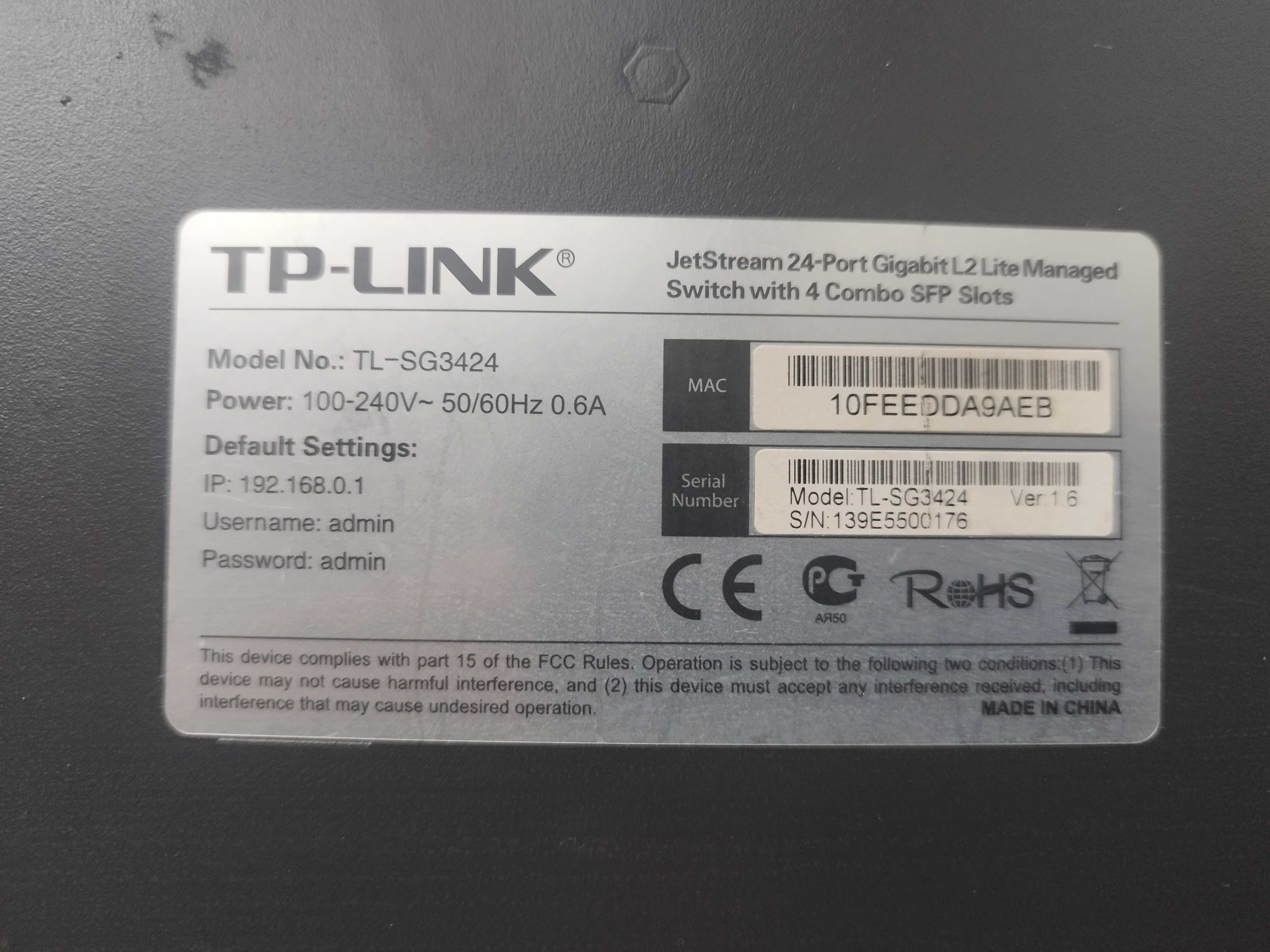 Гигабитный управляемый коммутаторTP-LINK TL-SG3424