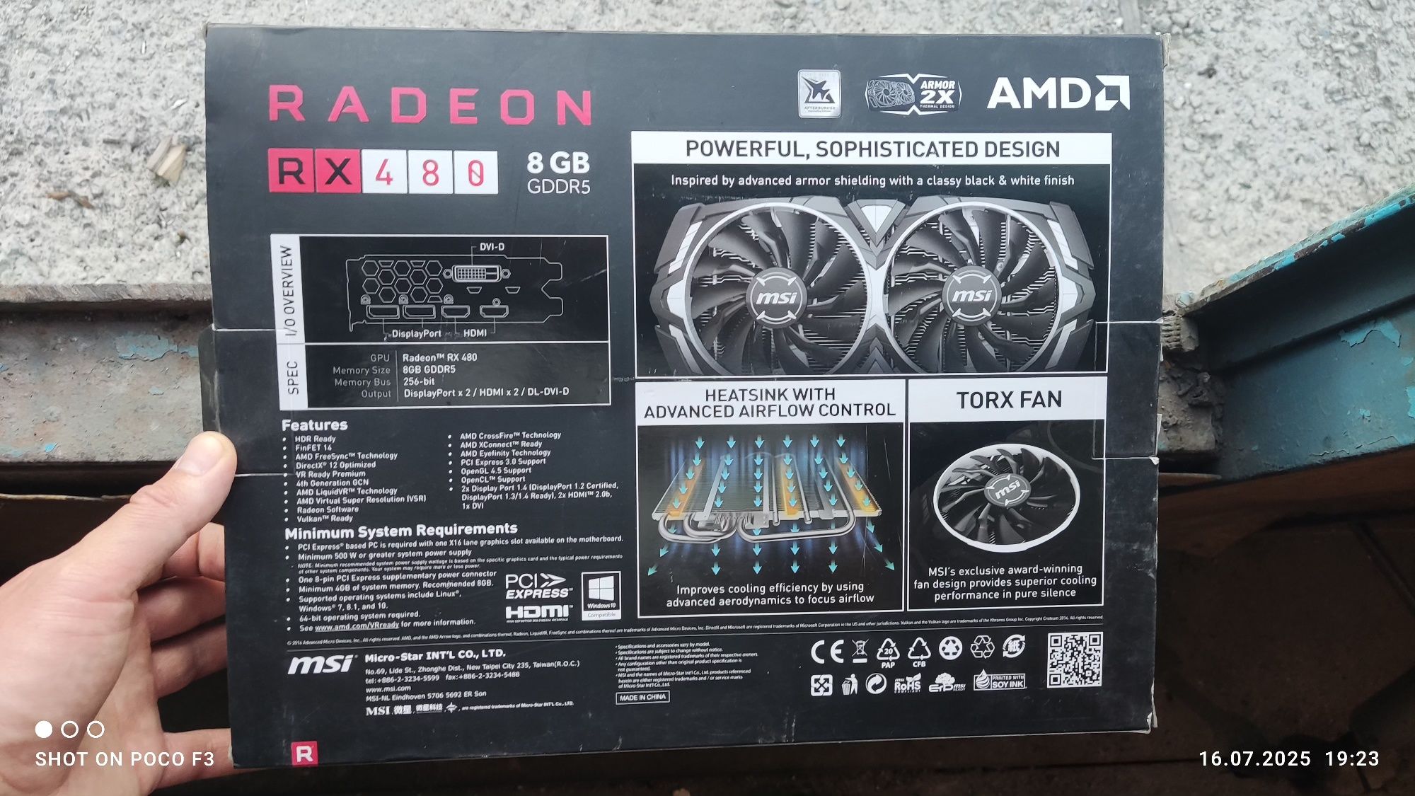Продам видиокарту MSI RX480 8GB
