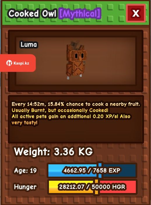 Cooked Owl in grow a garden