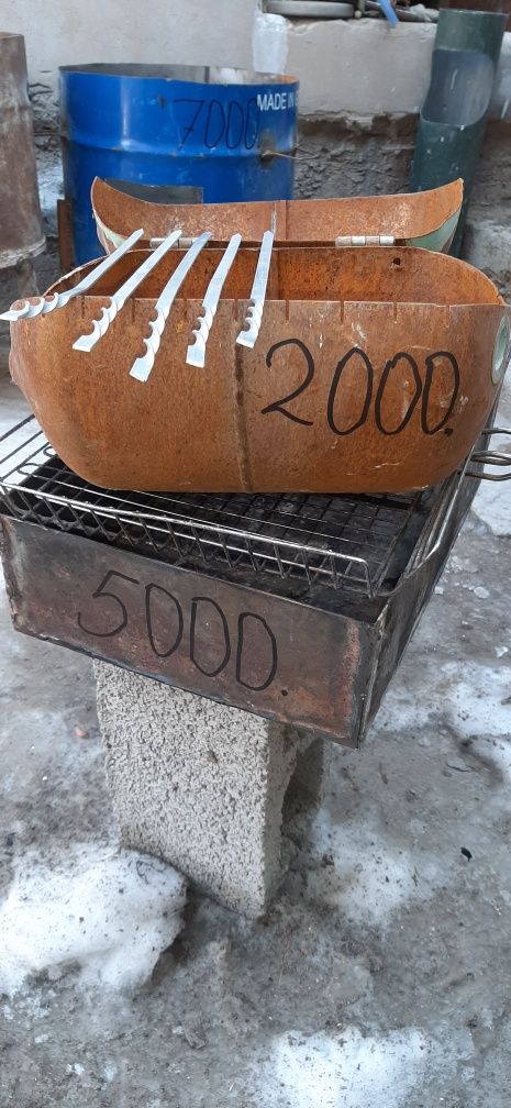 7000 СинийОчаг большой из 200 л. Бочки Летний душ7.дрова в мешка