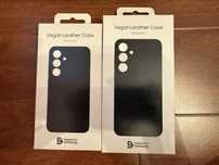 Черный кожаный чехол на Galaxy S24/S24+