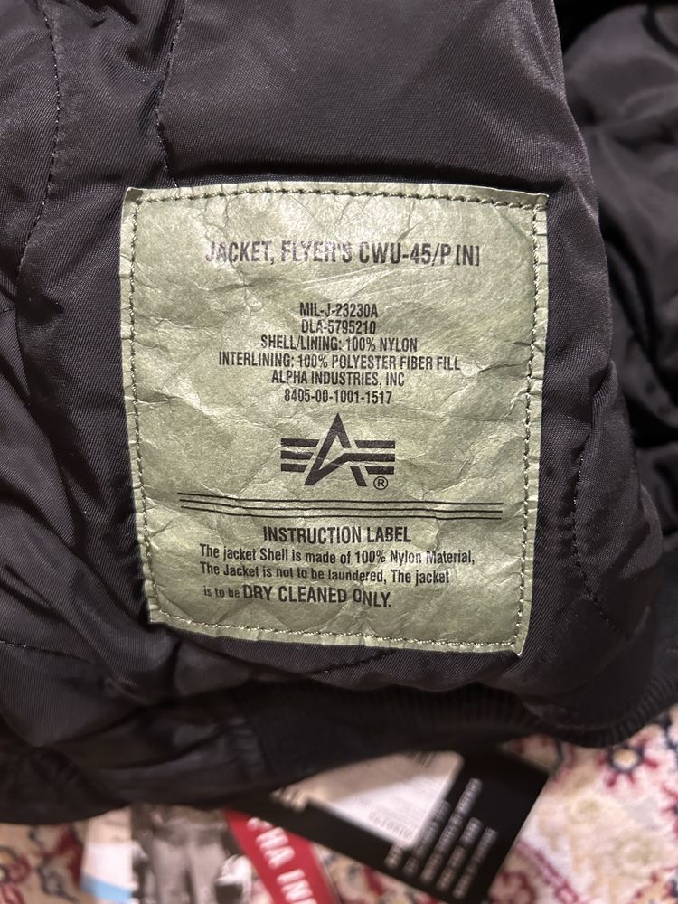 куртка alpha industries cwu 45/P