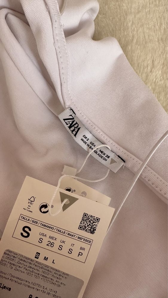 Боди Zara в белом цвете рр S