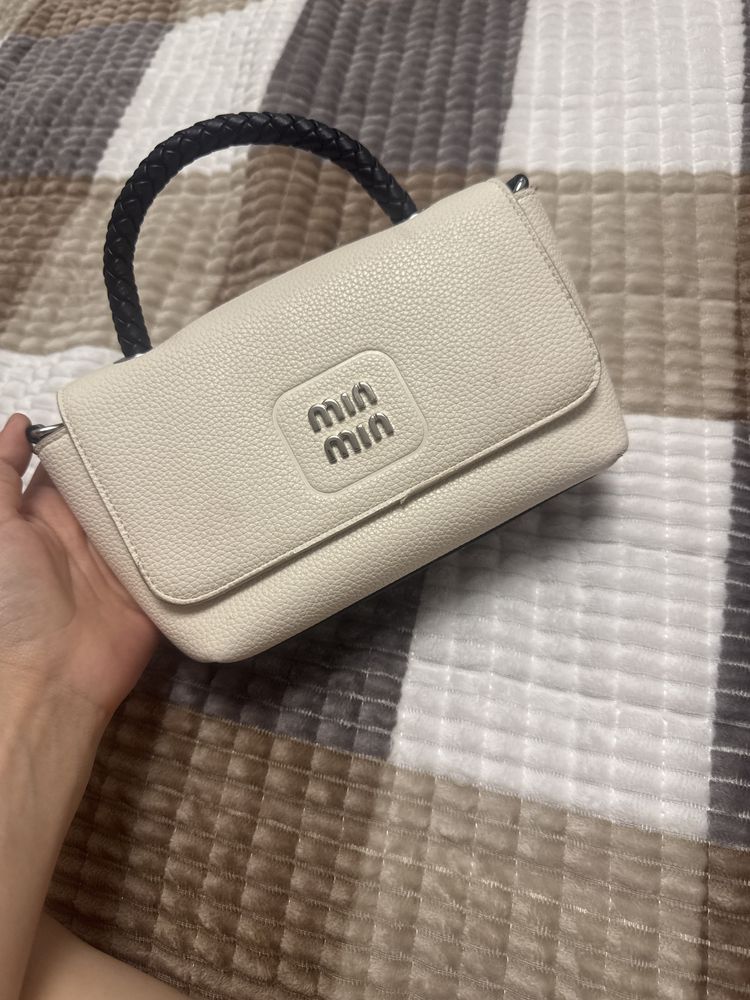Сумка miu miu,женская белая сумка