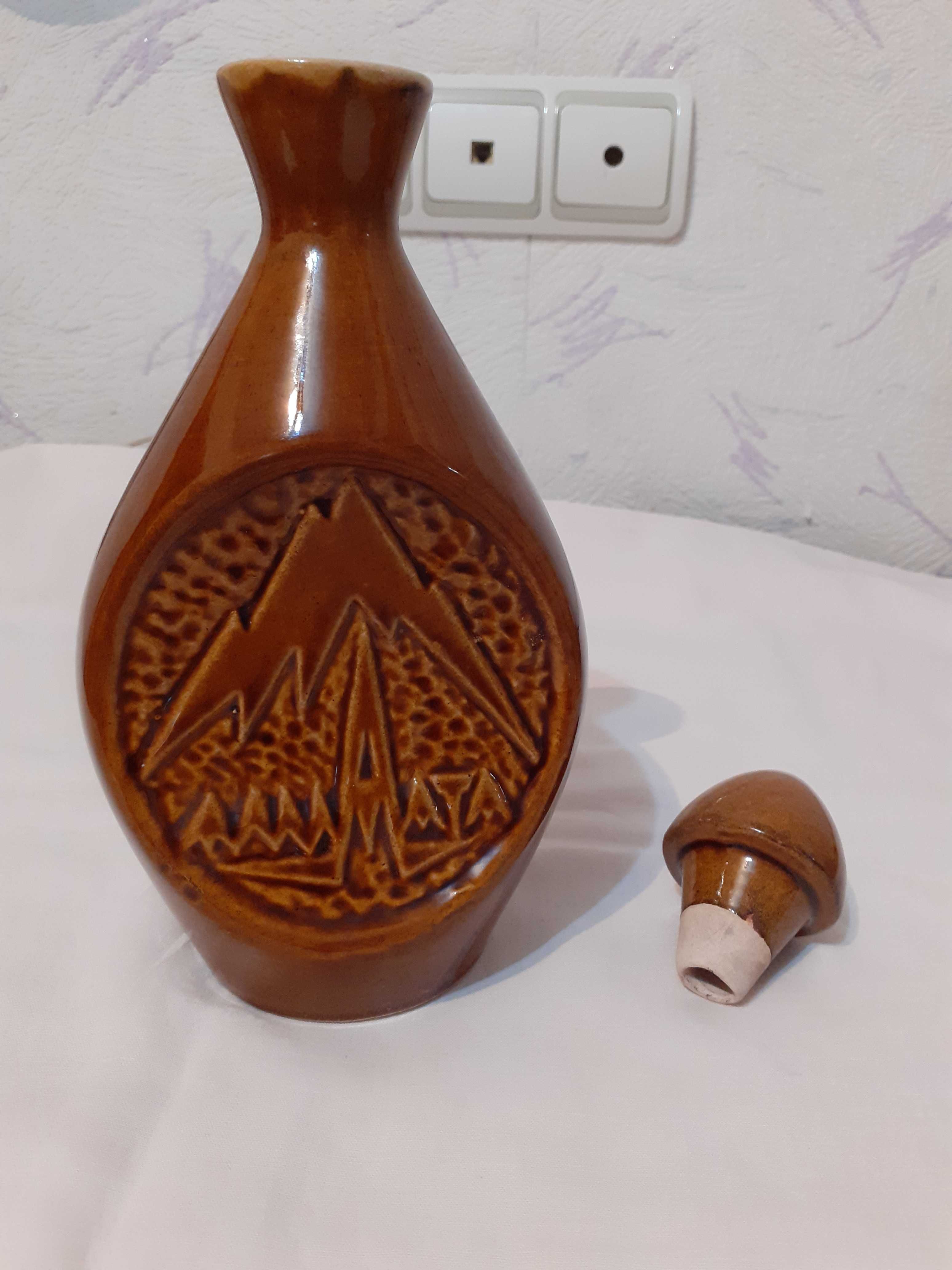 Штоф графин, кувшин глиняный  "Алма-Ата" со стопками, СССР