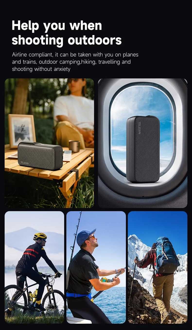 Power Bank для  экшен камеры GoPro 12/11/10/9/8/7/6/5    ( TELESIN )