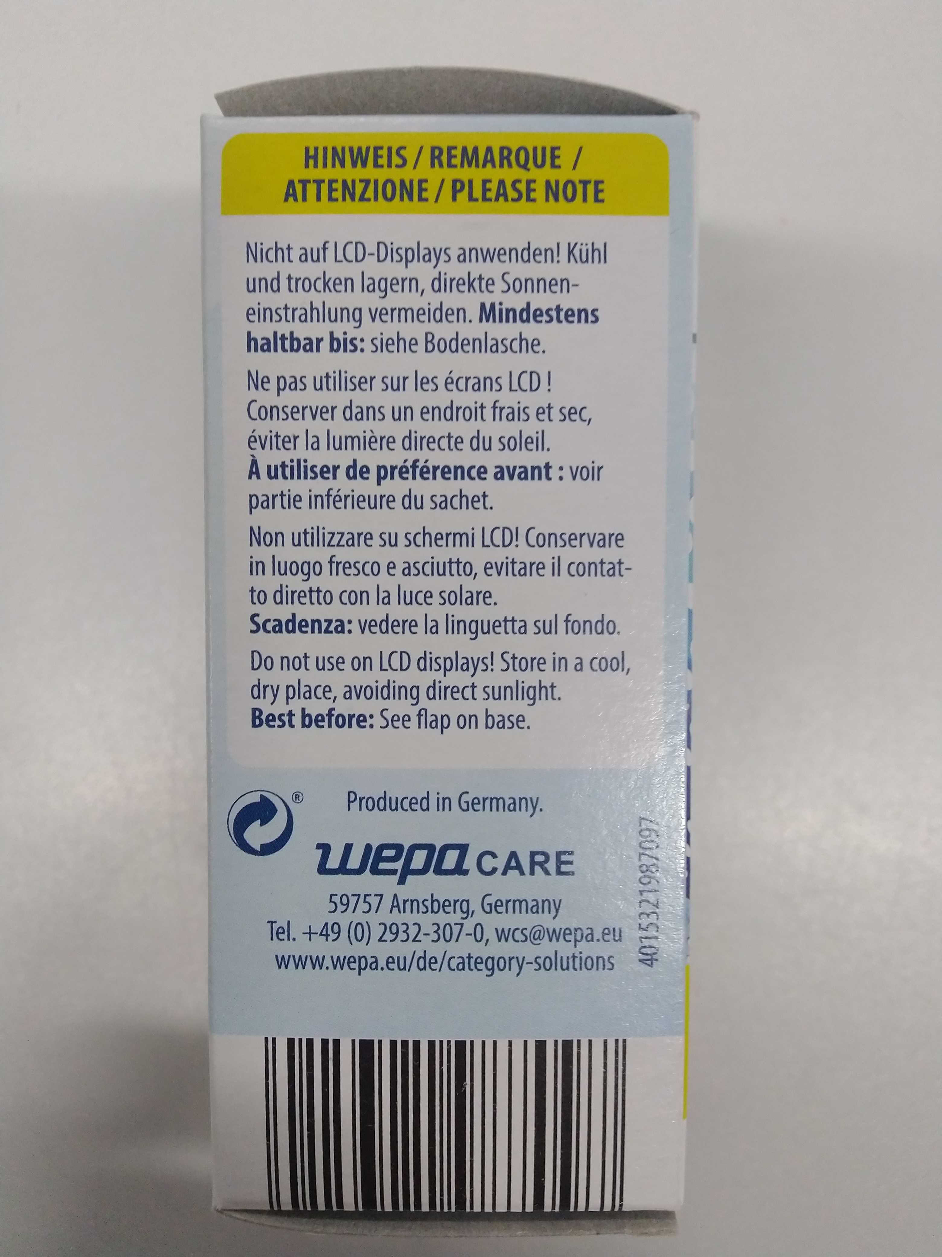 Влажные салфетки для очков Wepa care